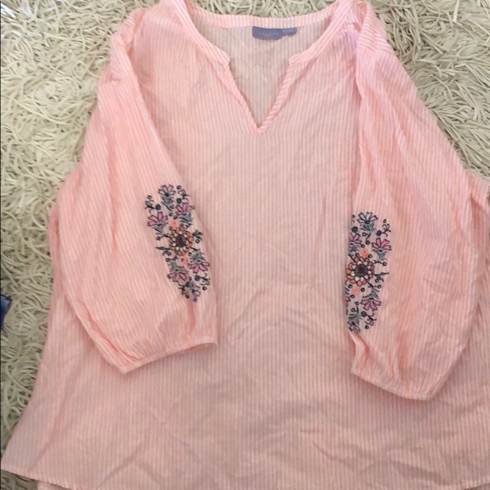 Laura Scott pink/white striped top
